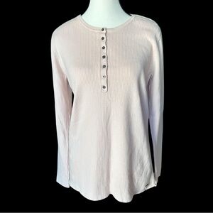 Vintage Y2K Polo Jeans Ralph Lauren Ribbed Henley - XL Light Pink